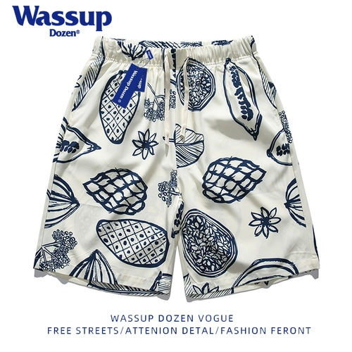 WASSUP DOZEN Спортивные пляжные шорты для отдыха, летние штаны для влюбленных, оверсайз