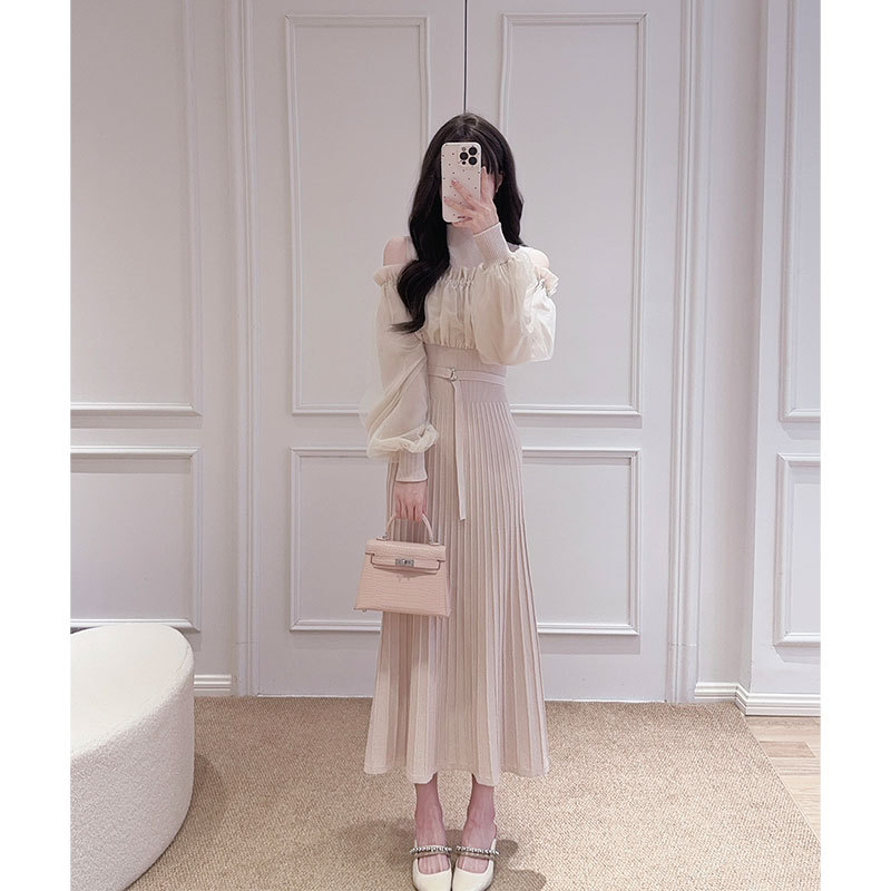 Domylilz Chestnut | Elegant and Sophisticated One-Shoulder Off-Shoulder Waist-Cinching Long Dress. Domylilz Chestnut | Elegant and Sophisticated One-Shoulder Off-Shoulder Waist-Cinching Long Dress.