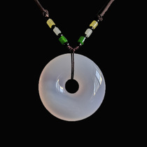 Natural ice species chalcedony buckle pendant mens and womens jade color Crystal lucky Jade sweater chain agate pendant