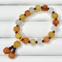 Xinjiang Hotan Jinjade hand string men and women Natural Gobi Jade candy multi-color jade Zucai stone pumpkin bracelet