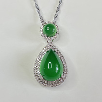 Natural ice species chalcedony pendant womens silver necklace pendants Emerald Emerald green agate pendant
