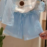 Модная одежда для защиты от солнца, комплект, летняя детская рубашка, жилет, шорты, 3 предмета