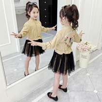 Girl Splice Dress 2021 New Korean version of childrens super foreign spring autumn dress little girl Net red skirt