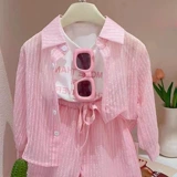 Модная одежда для защиты от солнца, комплект, летняя детская рубашка, жилет, шорты, 3 предмета