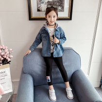 2021 spring new girl Korean set children Super foreign air denim jacket + leggings baby two-piece set