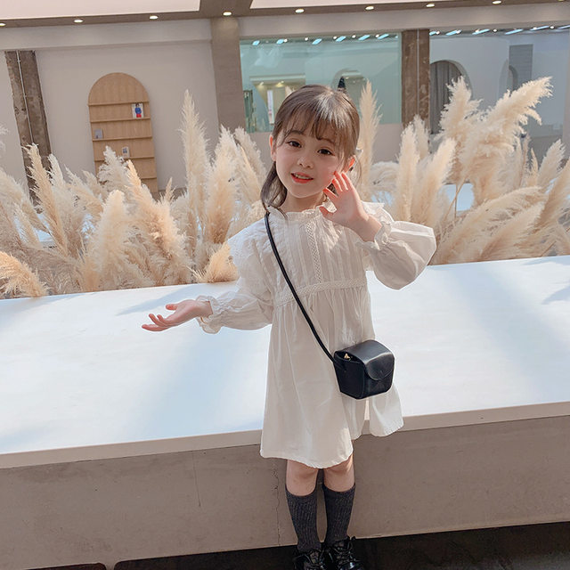 Girls' long-sleeved dress 2022 spring new Korean version children's Western-style princess skirt baby cotton shirt skirt