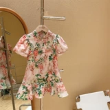 Летнее ципао, юбка, китайский стиль, семейный стиль, рукава фонарики