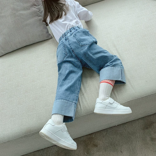 Весенние джинсы, детские штаны, повседневные брюки, в западном стиле, в корейском стиле, популярно в интернете
