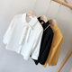 2022 spring new Korean version girls' small fragrance pearl collar shirt baby foreign style all-match shirt girls spring clothes