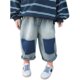 Children's fashion striped sweater suit 2022 spring new baby jeans boys and girls two-piece trend