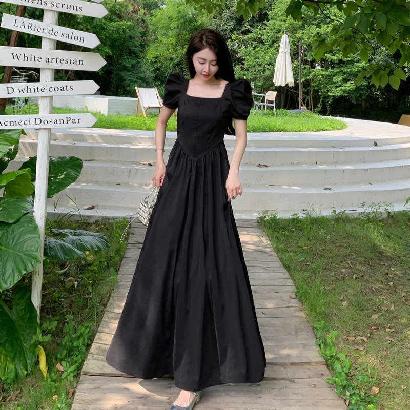 130cm Original Design Summer New Style Brocade Cotton Waist-Cinching Slimming Gentle First Love Student Ankle-Length Dress