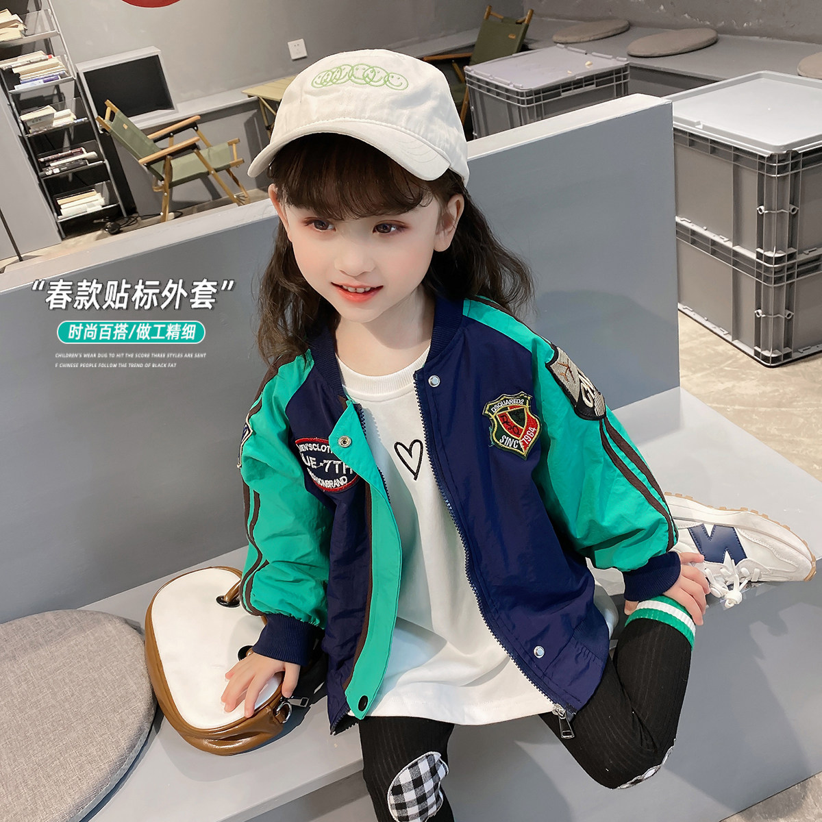 Female Baby Coat 2022 New Spring Autumn Children Foreign Pie Blouse Girl Han Version Jacket Girl Spring Dress Baseball Suit