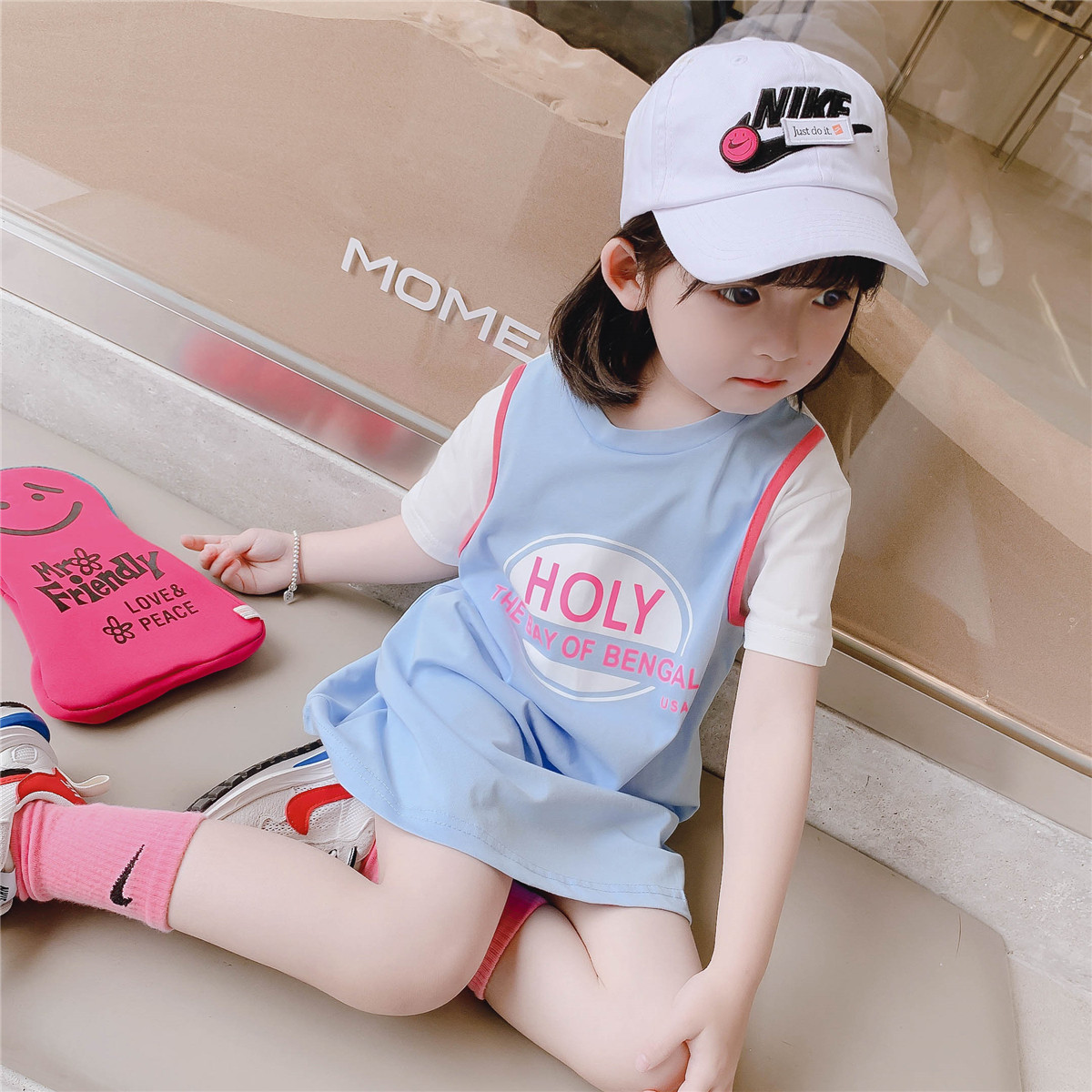 Girls basketball clothes dress sports style 2021 new children's summer clothes western style princess dress female baby T-shirt skirt
