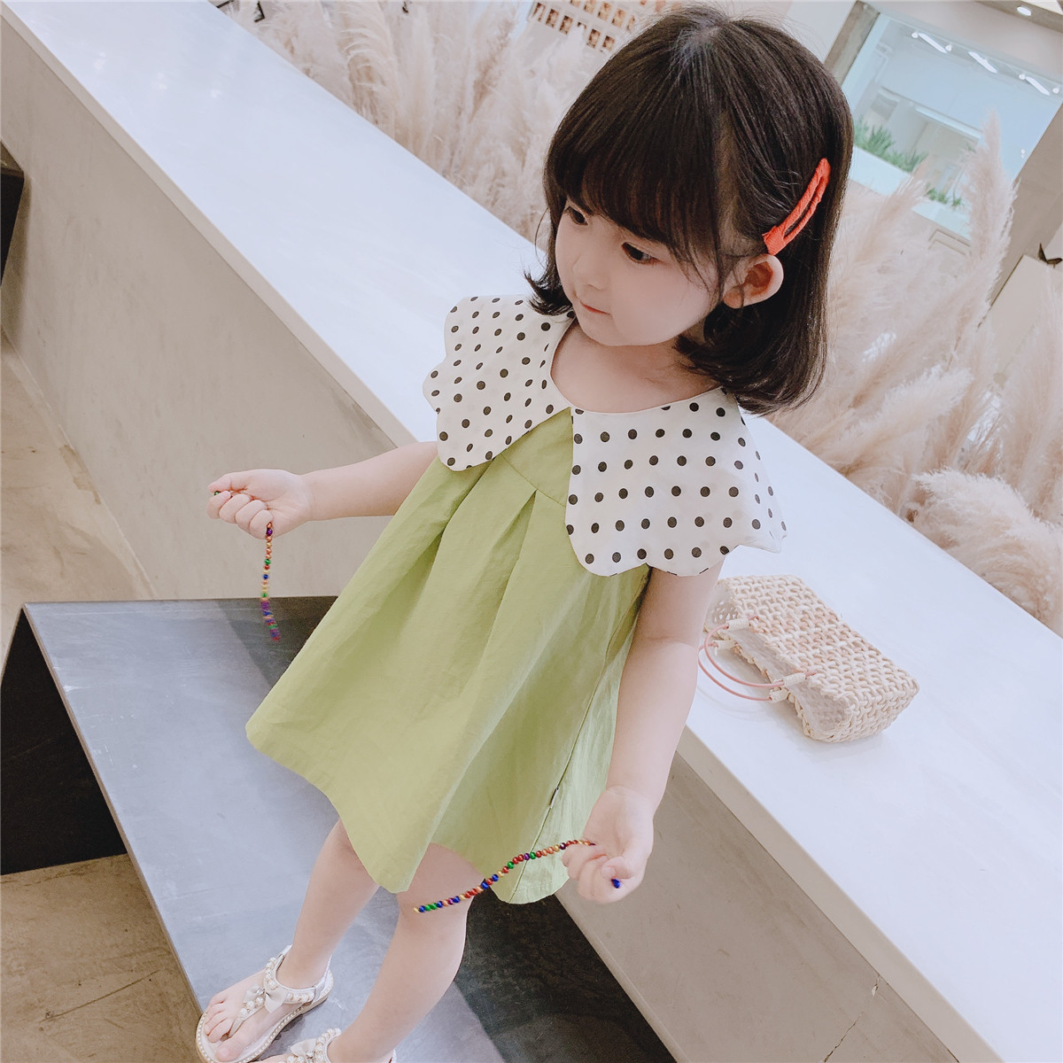 Girls summer dress lotus leaf collar dress 2022 new western style children's suit fashion net red female baby princess dress