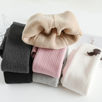  Girls  autumn and winter plus velvet thickened one-piece velvet pantyhose female baby big PP pants childrens warm leggings to wear outside