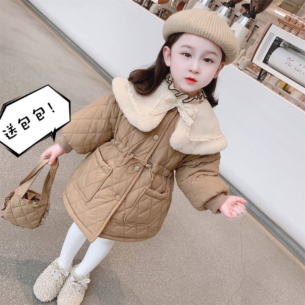 South Korean girl pits to overcome winter clothes in cotton clothes girl baby thicken cotton coat
