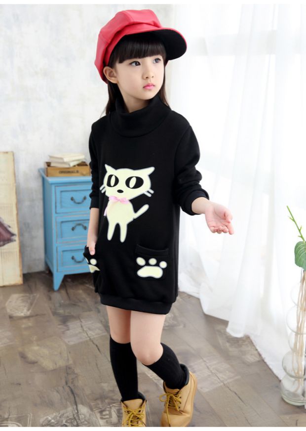 Quần áo trẻ em cô gái mùa đông cộng với áo sơ mi nhung ở trẻ em lớn Áo thun dài tay dày trẻ em áo ấm ao dep cho be