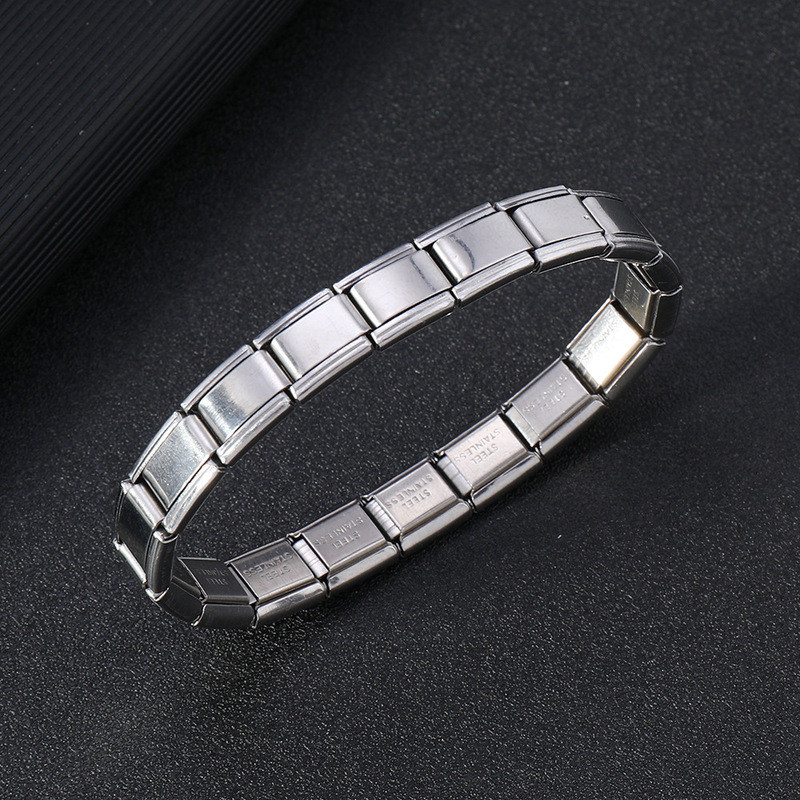 European and American Fashion Personality Italian Modular Splicing Titanium Steel Bracelet Stainless Steel Elastic Watch Strap Bracelet Men's Trend