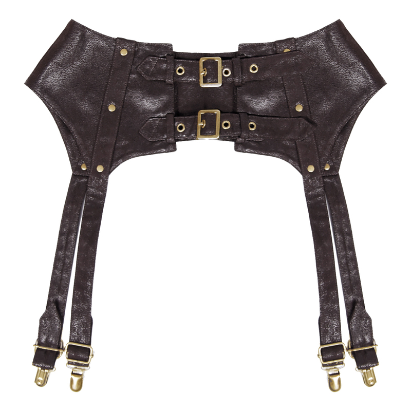 Mr. Yi's Steamland Steampunk Rivet Suspender Clip Women's Waist Cincher Wide Belt