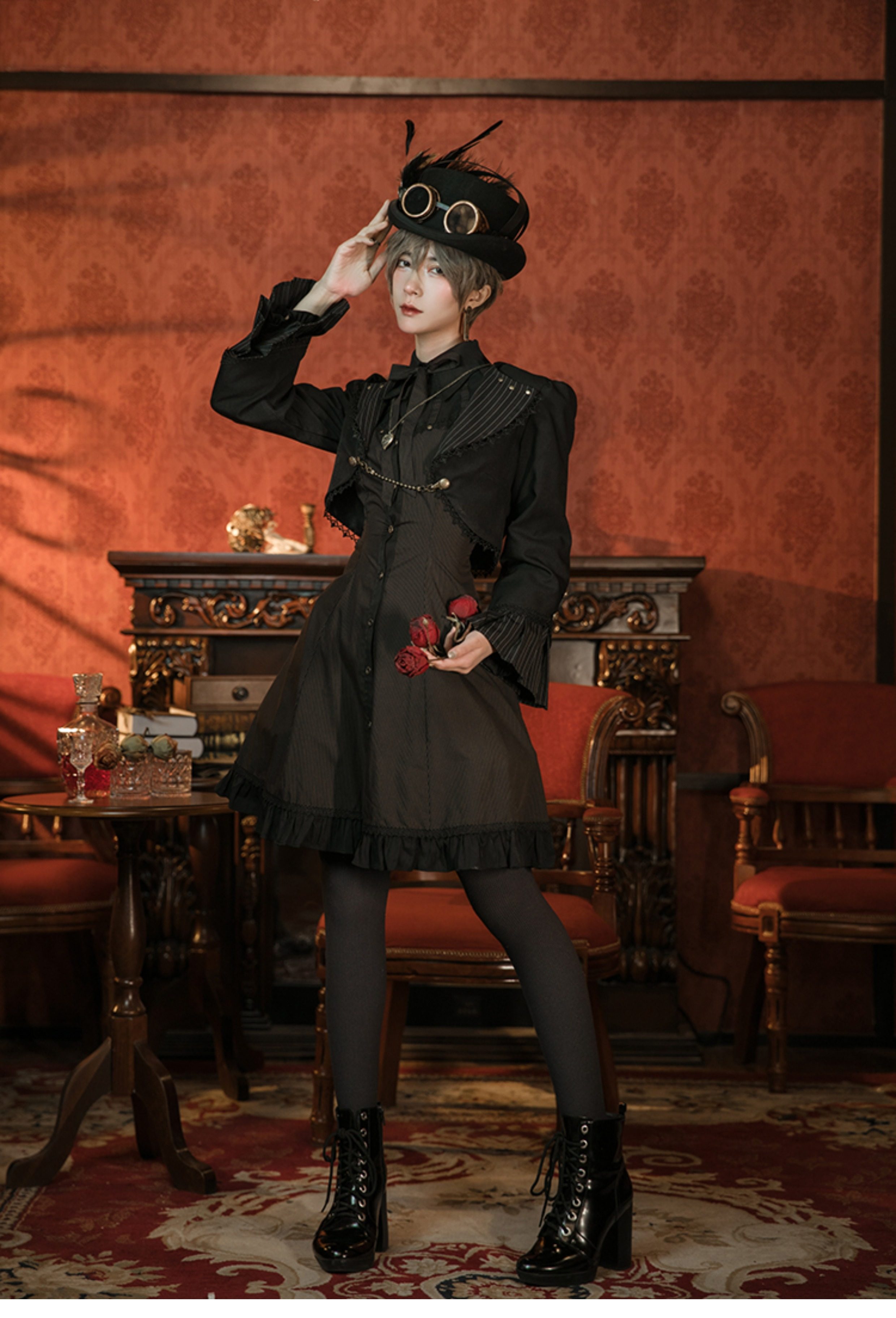 レア、軍服ブラウス、アトリエBOZ、クラシカル、スチームパンク、ボズ 希少品⭐︎新品タグ付き⭐︎アトリエボズ軍服風ブラウスL