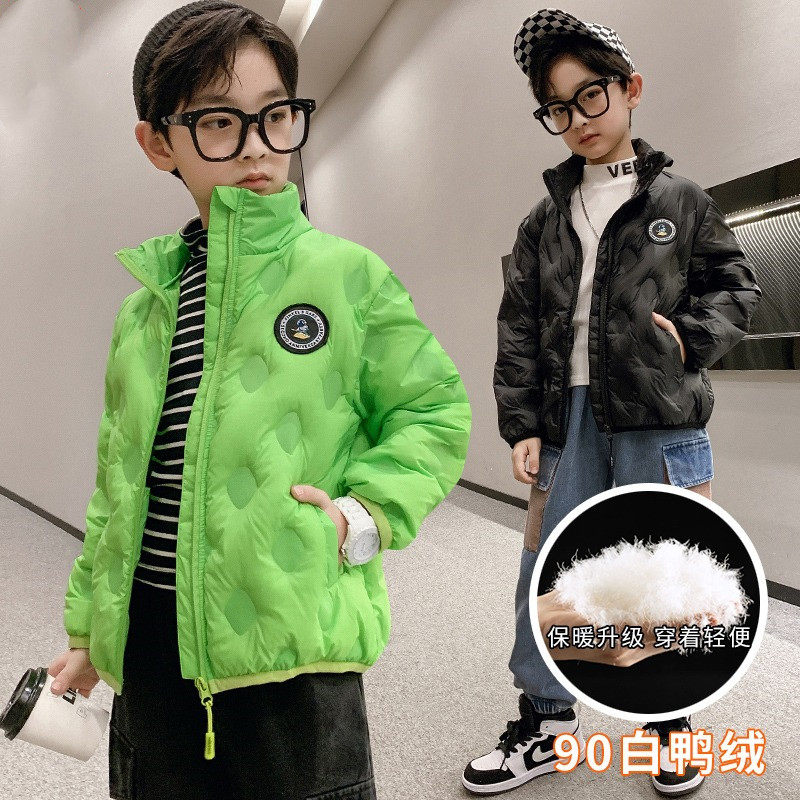 Boy's winter clothing light and thin down clothes 10 years old children 6 boys jacket 8 white duck suede liner 12 autumn winter CUHK