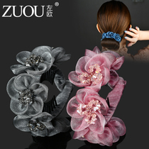 Half-meatball head hairclip headgear hair card Clipper elegant flower grab clip female Korean head scoop flower clip