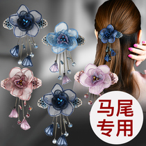 Hairpin Korean ins vintage flower tassel hair clip top clip simple back of the head Super Sen Sen pendant spring clip