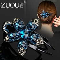 Three-tooth duckbill clip hair headdress rhinestone large one-character clip elegant flower pan head acrylic hairclip top clip