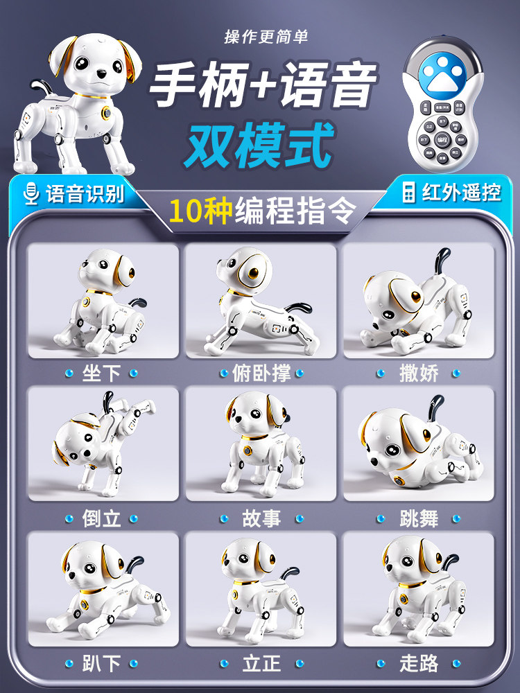 Baby Enlightenment Voice-Controlled Programming Smart Robot Dog for Children Aged 1 to 3, Early Education Simulation Singing and Dancing Educational Remote Control Toy