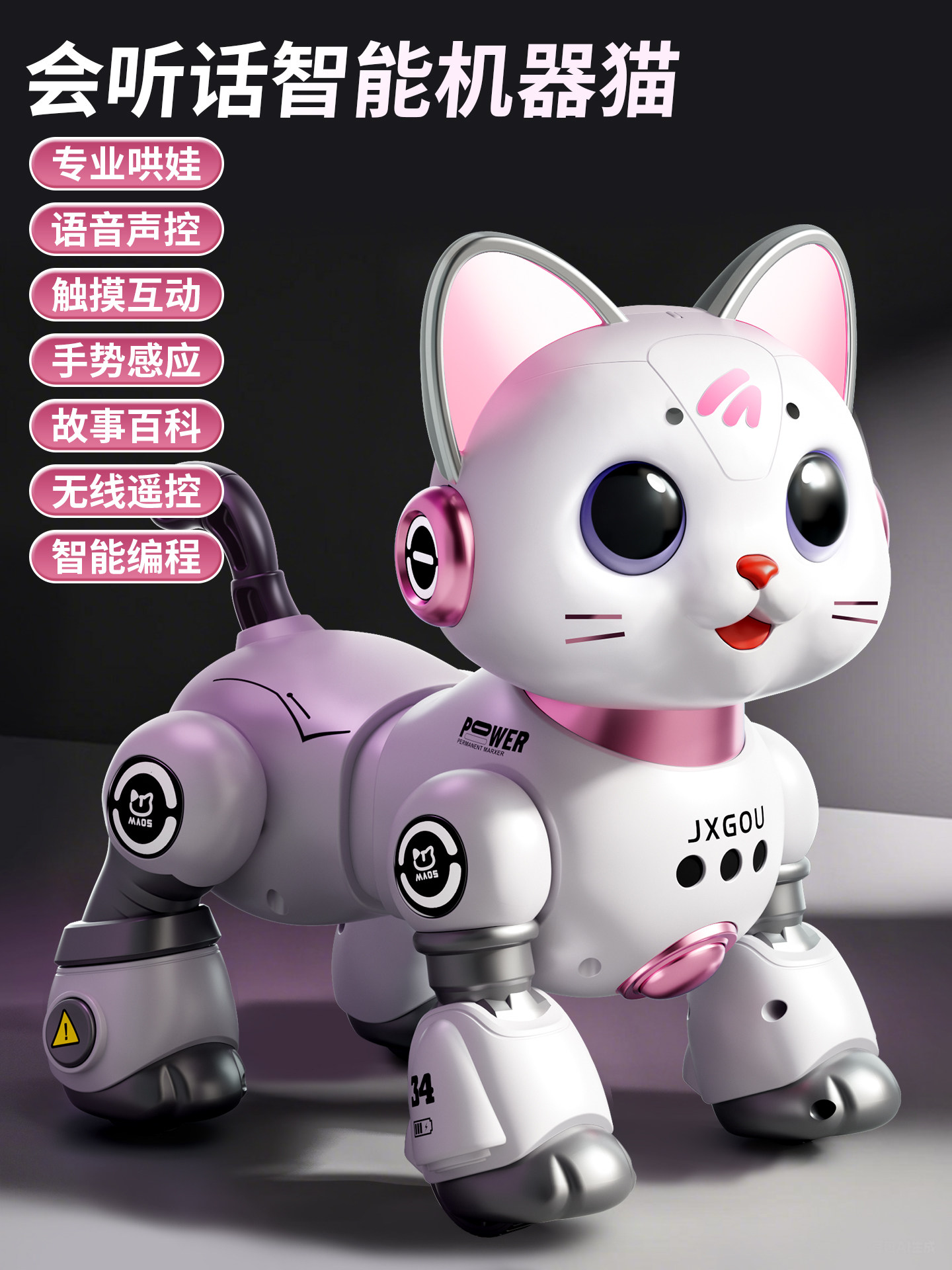 Smart Robot Cat Children's Toy for Boys and Girls, Gift for 1-3 Year Olds, Electric Remote Control, Walks and Makes Sounds, Robot for 5-6 Year Olds