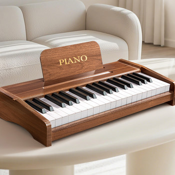 Wooden Children's Small Piano Toy Multifunctional Electronic Keyboard for Beginners 5 Girls 2 Babies 6 Girls' Birthday Gift 3