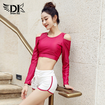 DK2021 new swimsuit female split flat corner long sleeve sunscreen belly thin conservative Korean professional swimwear