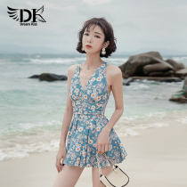 DK2021 new swimsuit Women summer one dress style belly cover belly thin floral sexy Korean ins hot spring swimsuit