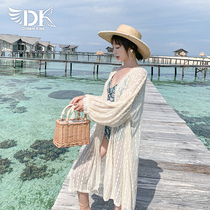 dk blouse sunscreen women holiday beach sunscreen clothes women long lace swimsuit outside crocheted cardigan
