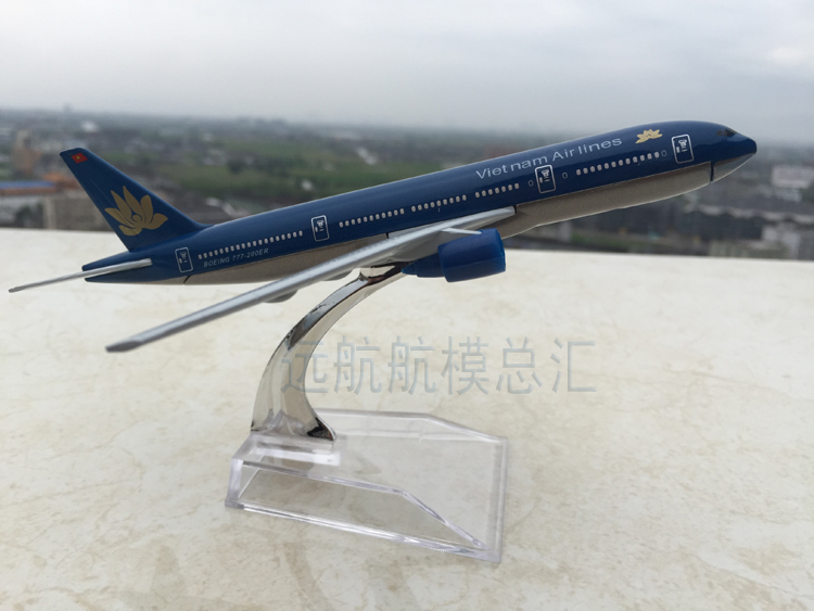16 cm máy bay hợp kim mẫu Airbus Vietnam Airlines B777-200 mô phỏng tĩnh máy bay chở khách mô hình mô hình bay đồ trang trí mô hình xe container