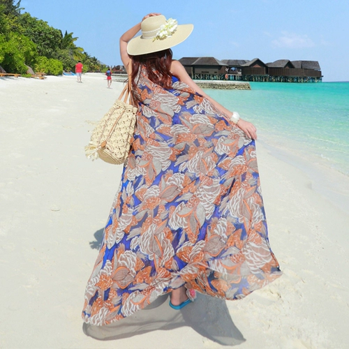 Длинная юбка, шифоновое пляжное платье для путешествий, стиль бохо, оверсайз