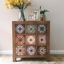 Retro old antique furniture European Mediterranean pastoral American country style solid wood 9 bucket cabinet decoration cabinet