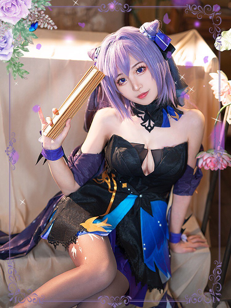 Костюм Keqing cos полный комплект оригинального аниме god game Keqing new skin косплей костюм cos с париком