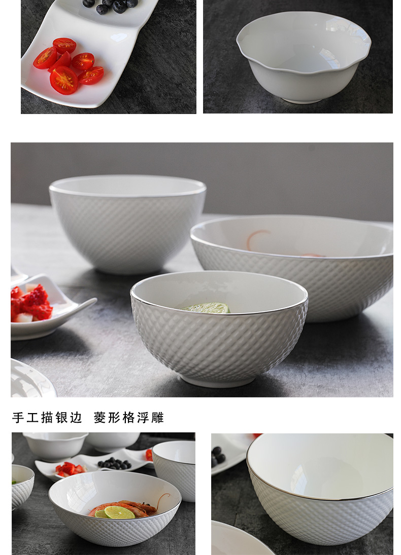 Pure white tail single tangshan ipads porcelain tableware ceramic bowl plate flat dish dish dinner plate sheet is tasted suit