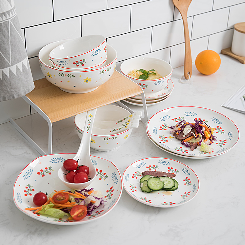 Lovely holiday ipads porcelain tableware suit dish dish spoon ceramic family dishes with rice bowl dish suits for