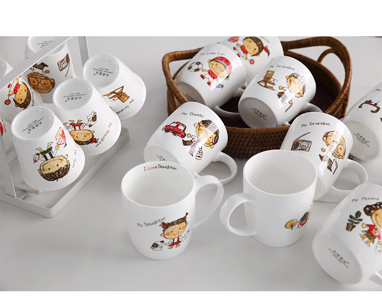 A happy and lovely cartoon creative cup milk cup cup keller parent - child family suits for ceramic cup