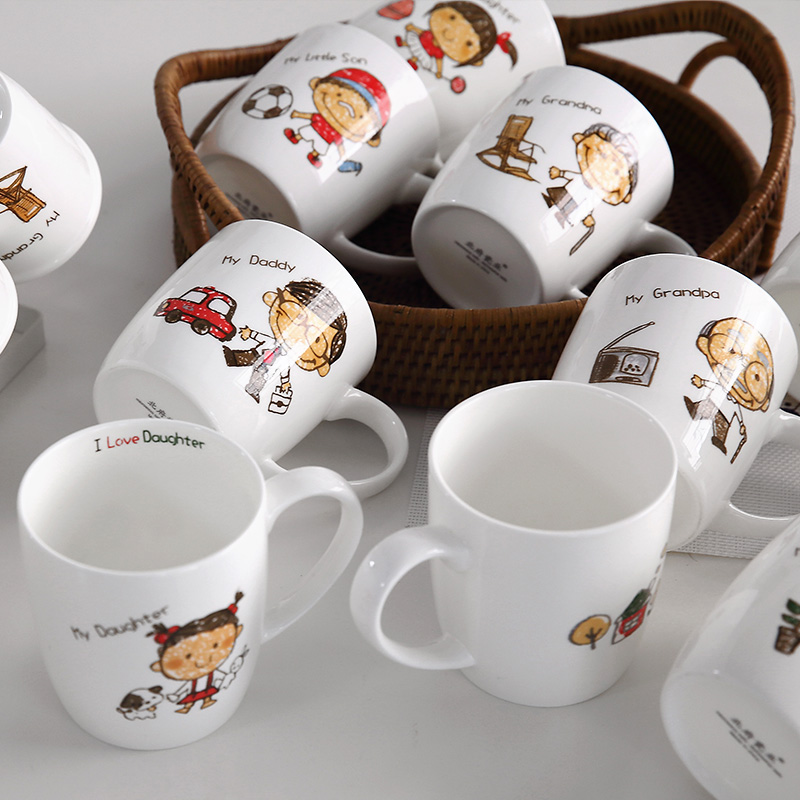 A happy and lovely cartoon creative cup milk cup cup keller parent - child family suits for ceramic cup