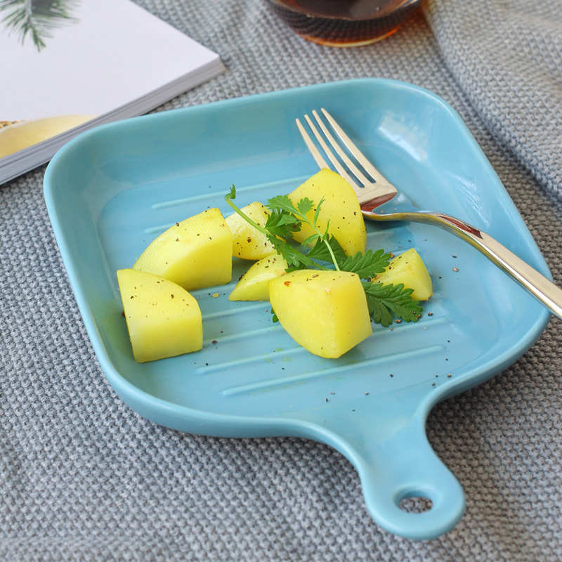 Japanese baking pan baked FanPan creative single handle cheese western - style food dish bowl oven ceramic plate