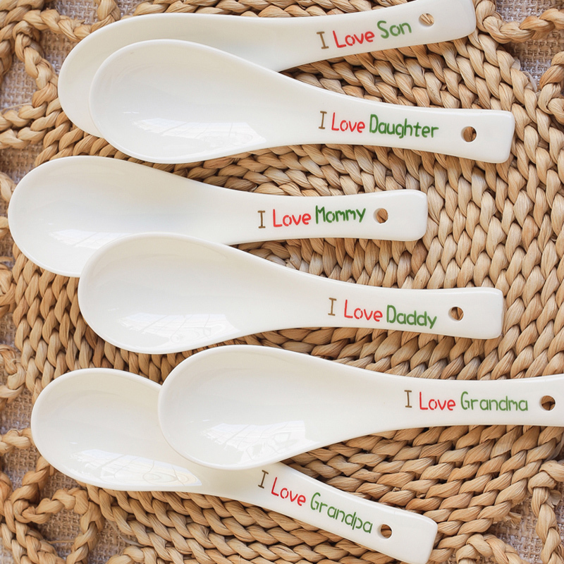 Happiness is a lovely ipads porcelain spoon porridge spoon ladle ceramic spoon