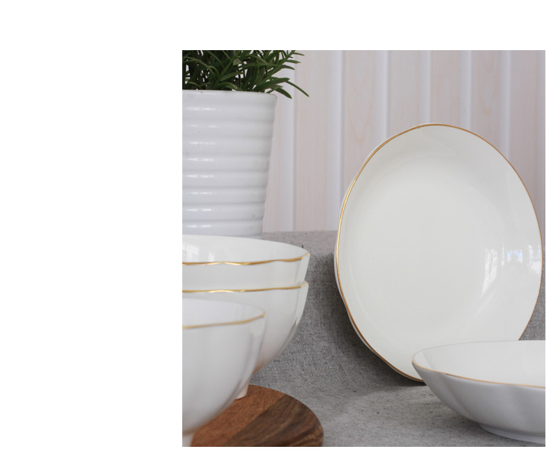 Pure white ceramic tableware series rice bowls gold petals rainbow such as bowl dish dish deep dish