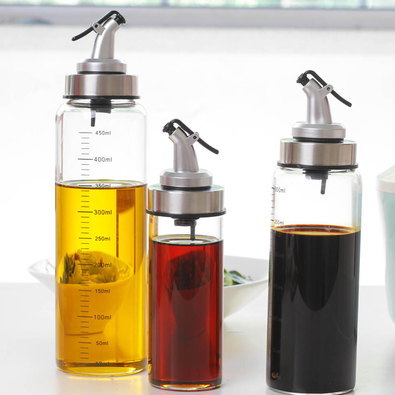 North house ceramics creative transparent glass leakproof oil can oil seasoning bottle of soy sauce vinegar bottles home kitchen supplies