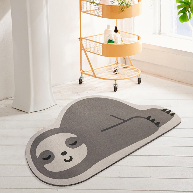 Cartoon Floor Mat, Bathroom Soft Diatomaceous Earth Absorbent Mat, Household Non-Slip Foot Mat, Cute Sloth Bathroom Entrance Carpet Cartoon Floor Mat, Bathroom Soft Diatomaceous Earth Absorbent Mat, Household Non-Slip Foot Mat, Cute Sloth Bathroom Entrance Carpet