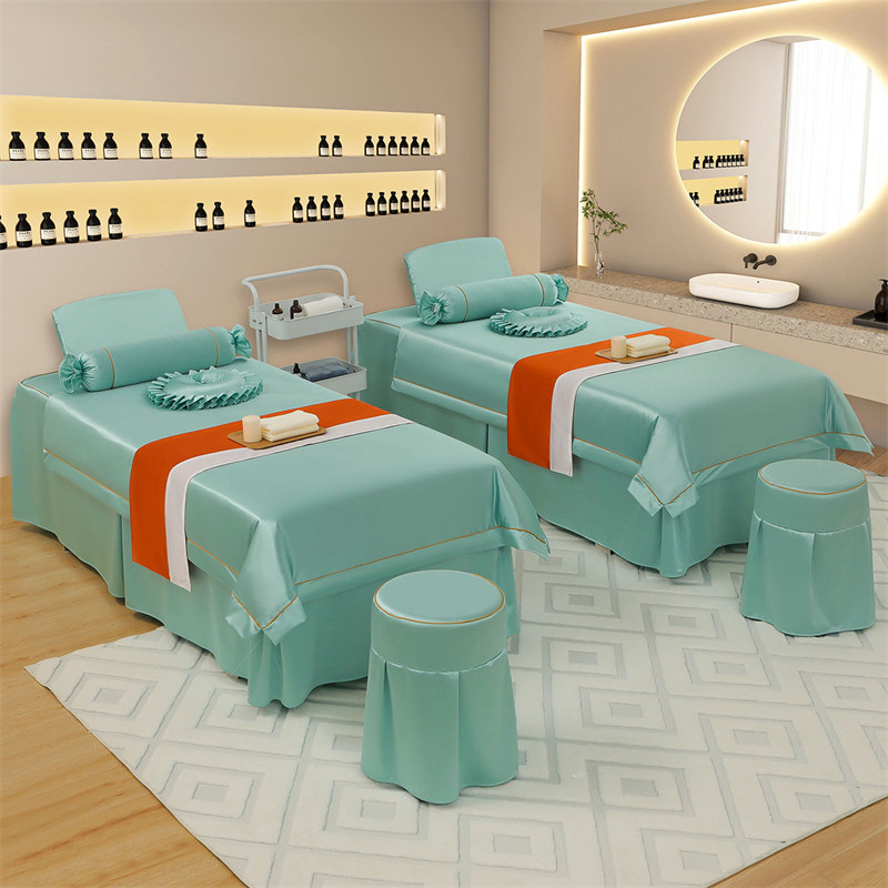 High-end beauty bed cover four-piece set European-style beauty salon simple massage bed skirt four seasons universal custom-made shampoo bed cover
