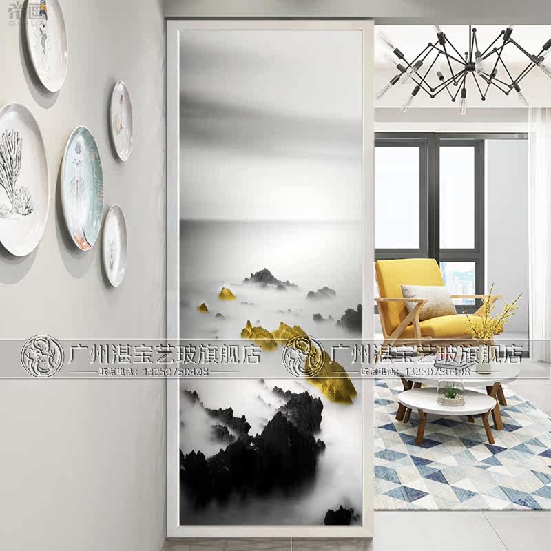 Modern minimalist screen partition living room bedroom Nordic dining room Home entrance glass Xuanguan light and luxurious decoration scenery