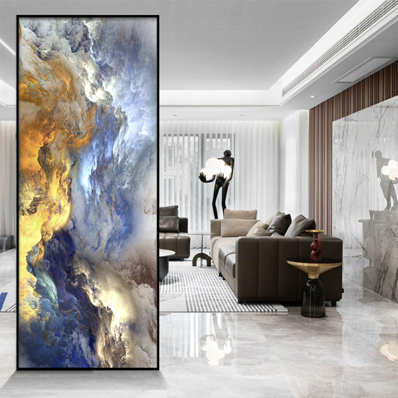 European screen mask aisle TV Background wall living room art glass frosted light transmitted two sides abstract simple map
